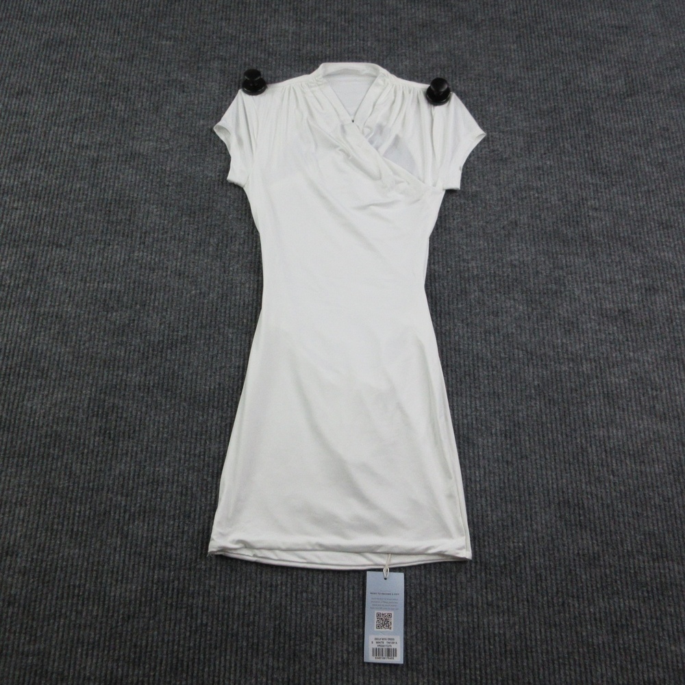 Tiger Mist Dress Womens S White Emily Mini Wrap Ruched V-Neck TM18914 NWT